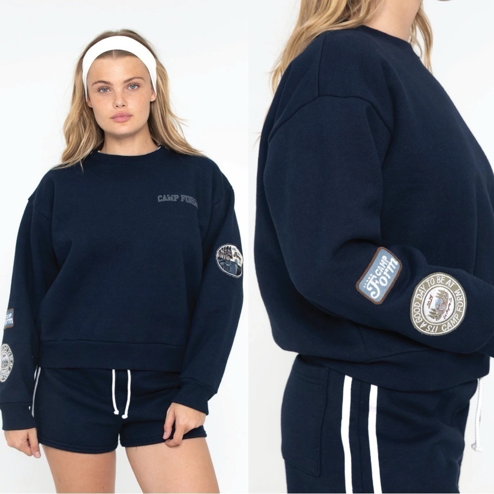 Form “Camp Form” 100% Cotton Navy Pullover Sweater - Picture 2 of 9